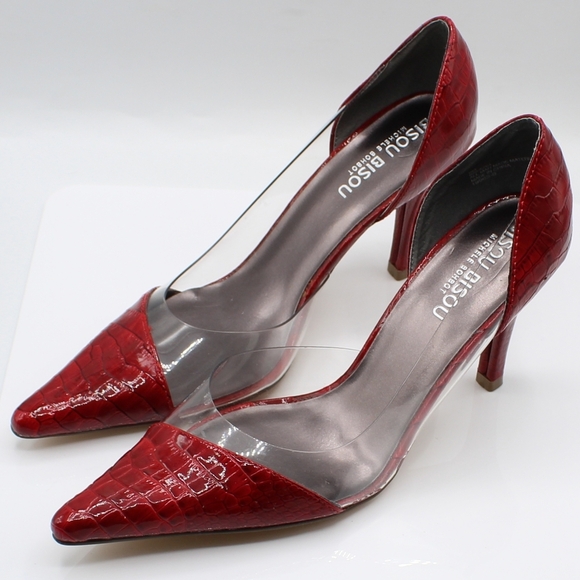 Bisou Bisou by Michele Bohbot red croc heels - Picture 6 of 9